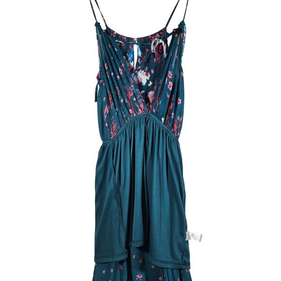 Fate Teal Floral Partially Lined Halter Neck Tie‎ Back Tank Maxi Dress M - Picture 9 of 15